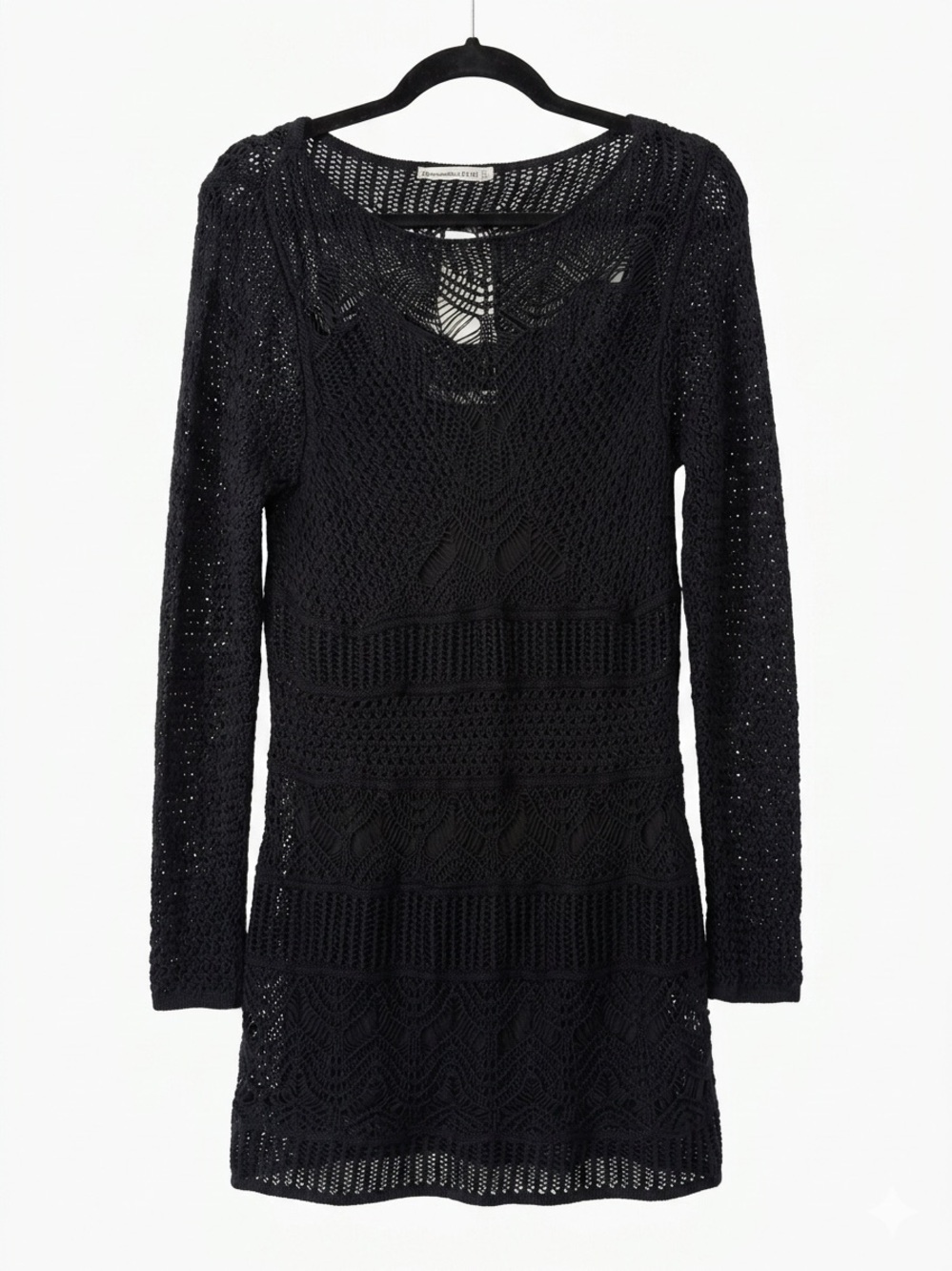 Abercrombie & Fitch NWT Black Crochet Long Sleeve Dress - XL